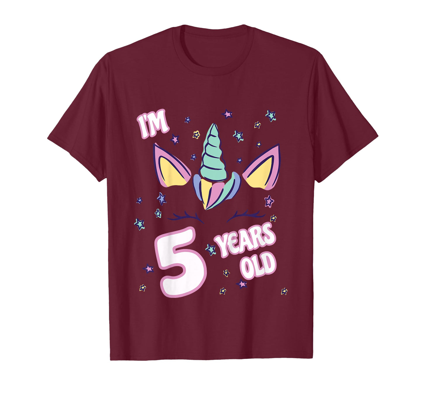 Unicorn 5th birthday i'm 5 years old girl unicorn design T-Shirt