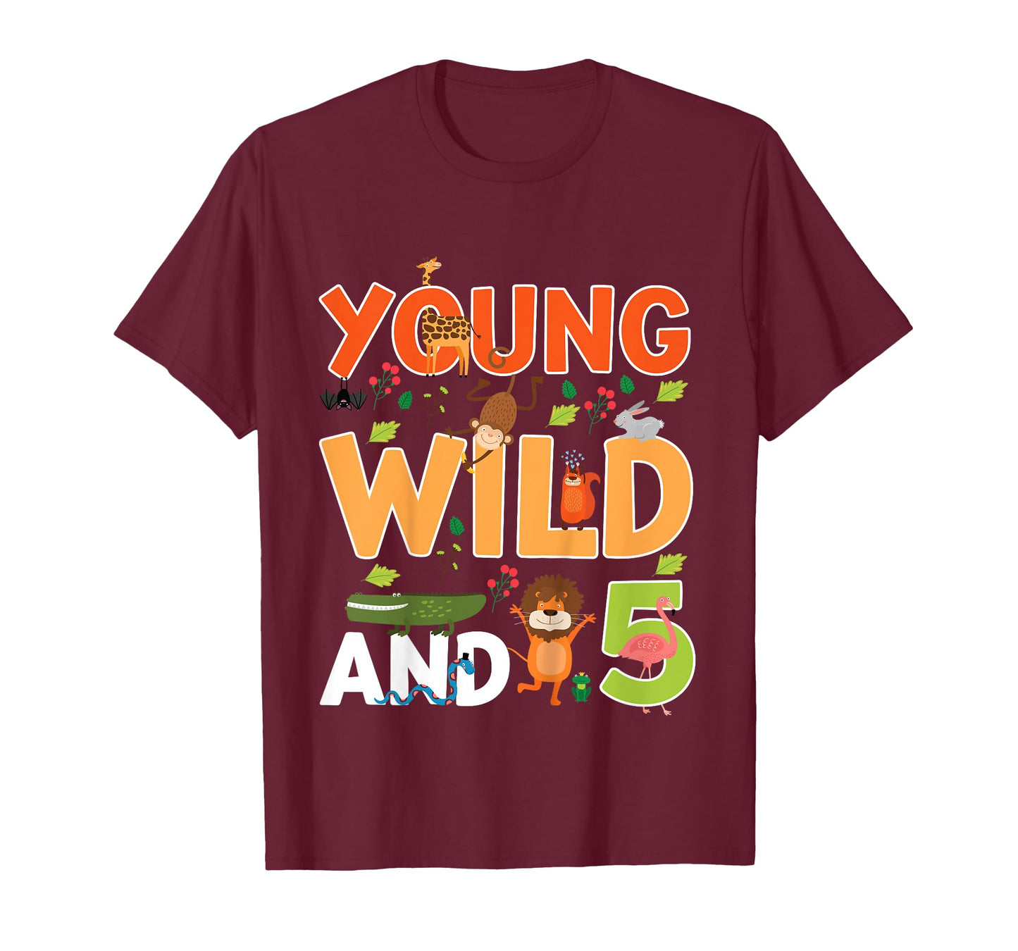 Kids 5 year old wild zoo theme birthday animals safari jungle boy T-Shirt