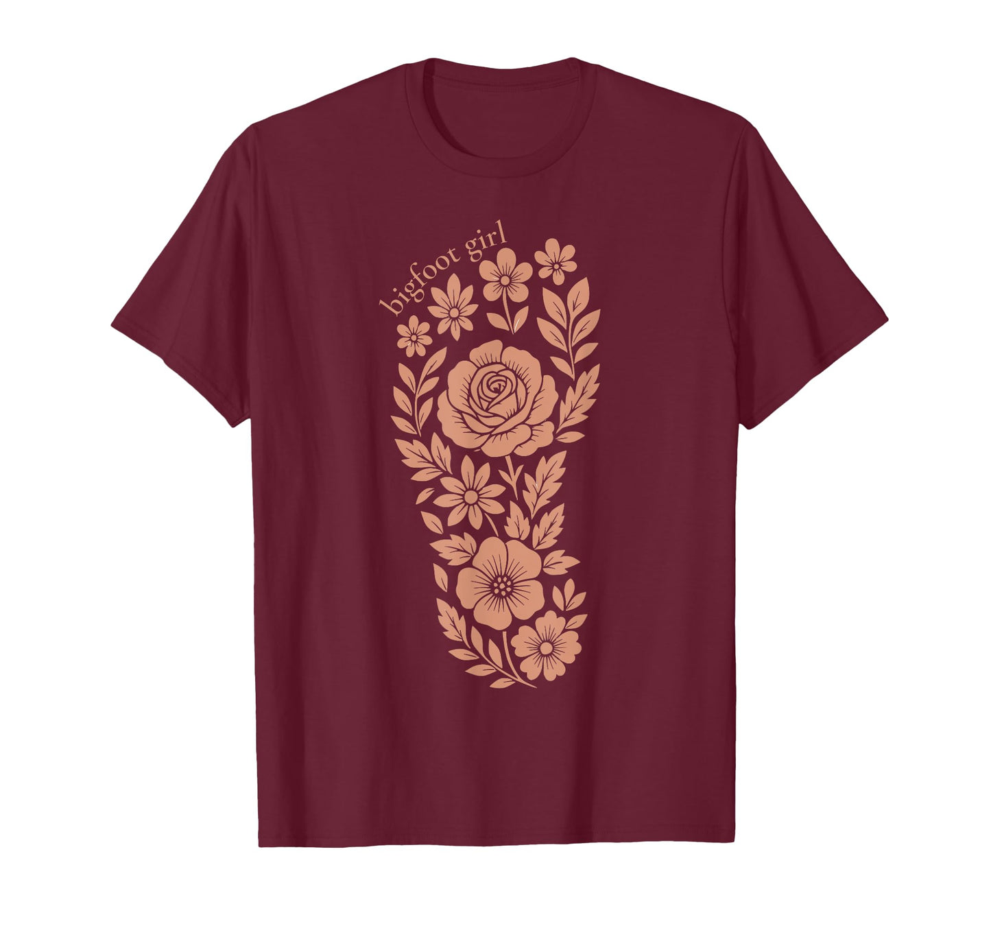 Unique Bigfoot Girl Floral Sasquatch Footprint Flower Women T-Shirt