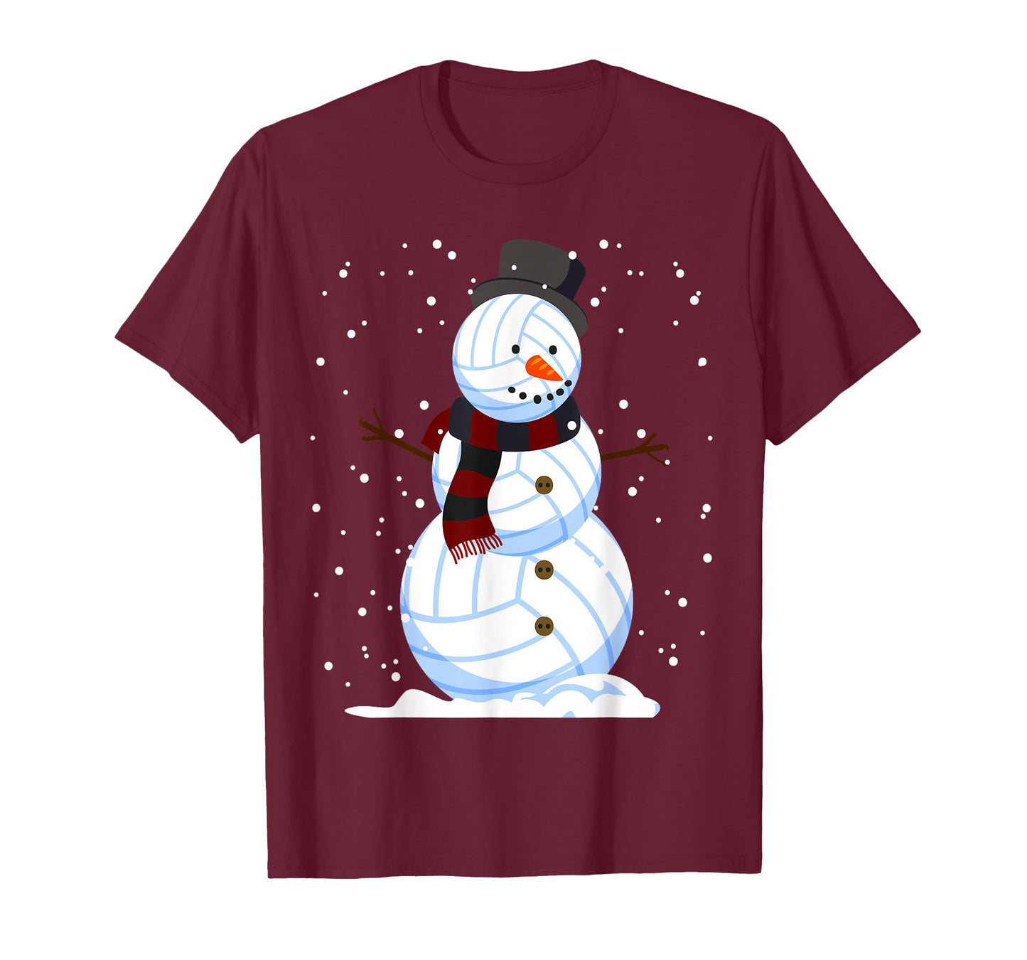 Volleyball Snowman Christmas Design For Player Boys Girls T-Shirt