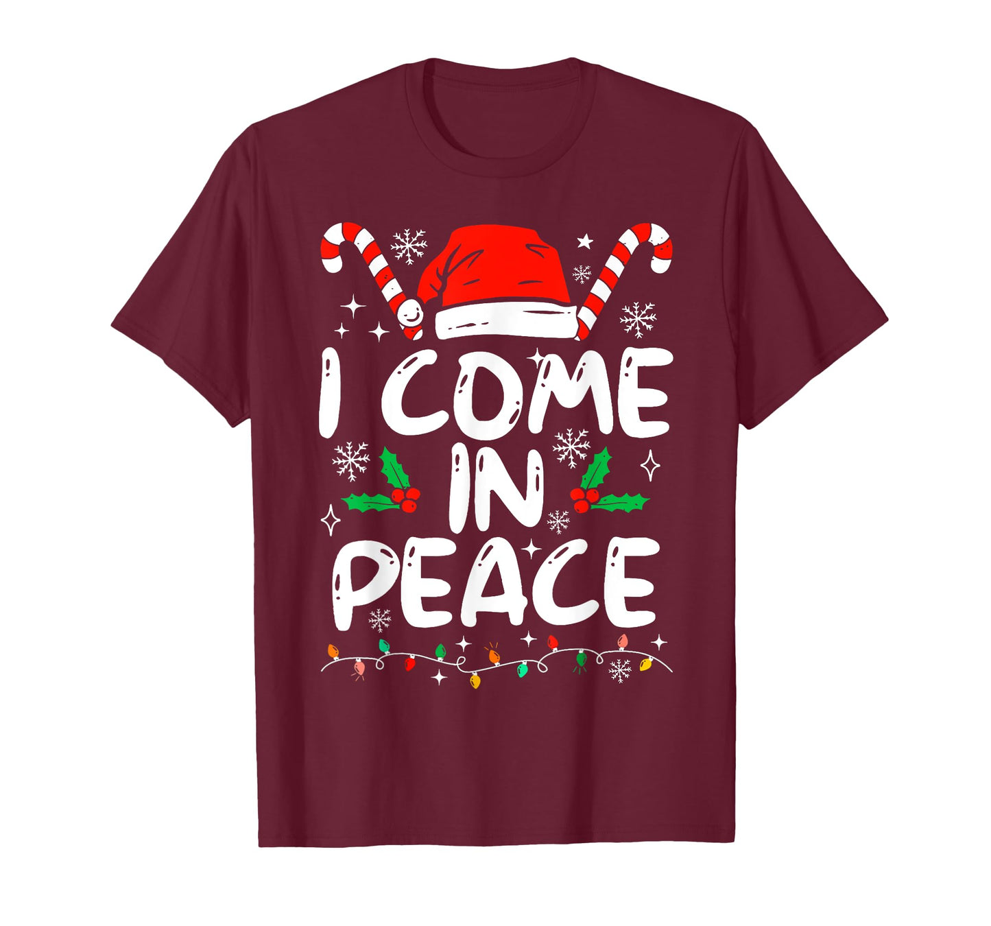 I Come In Peace Matching Peace Couples Santa Hat Christmas T-Shirt
