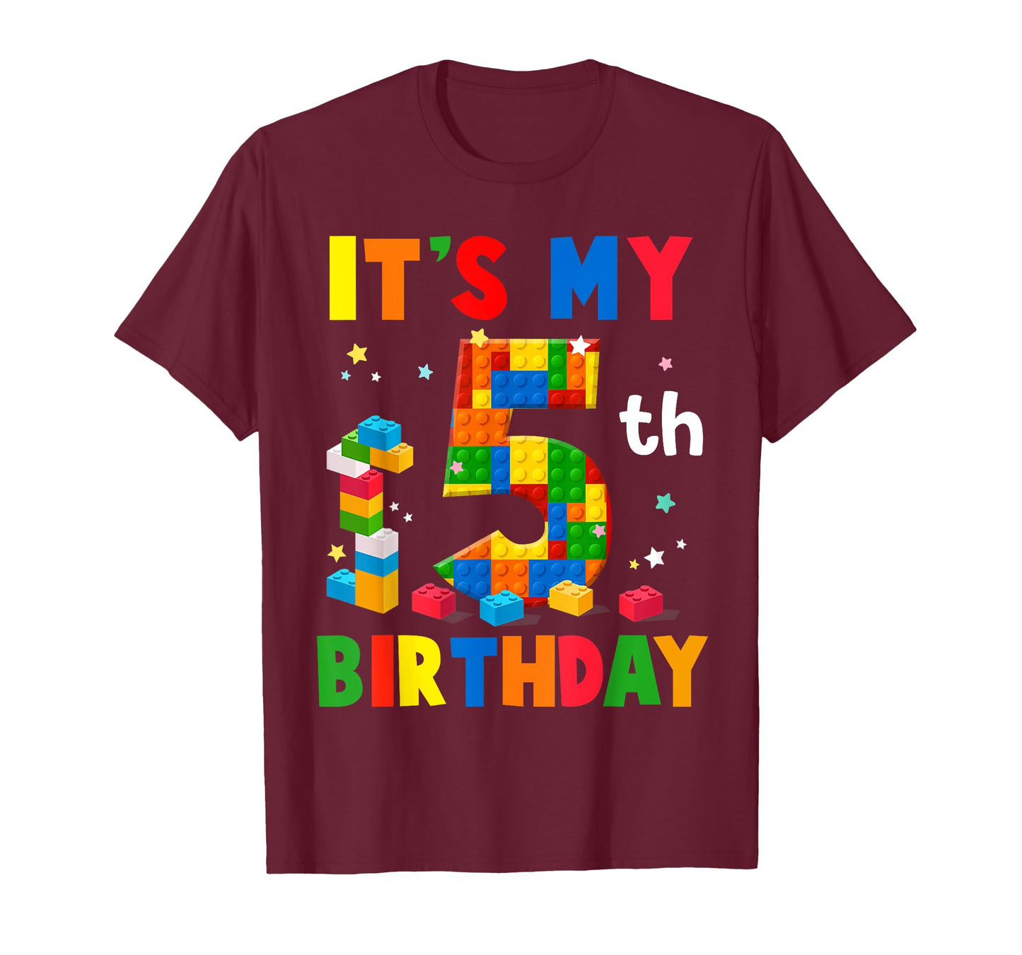 It's My 5th Birthday Building Blocks Bricks 5 Years Old Boy T-Shirt