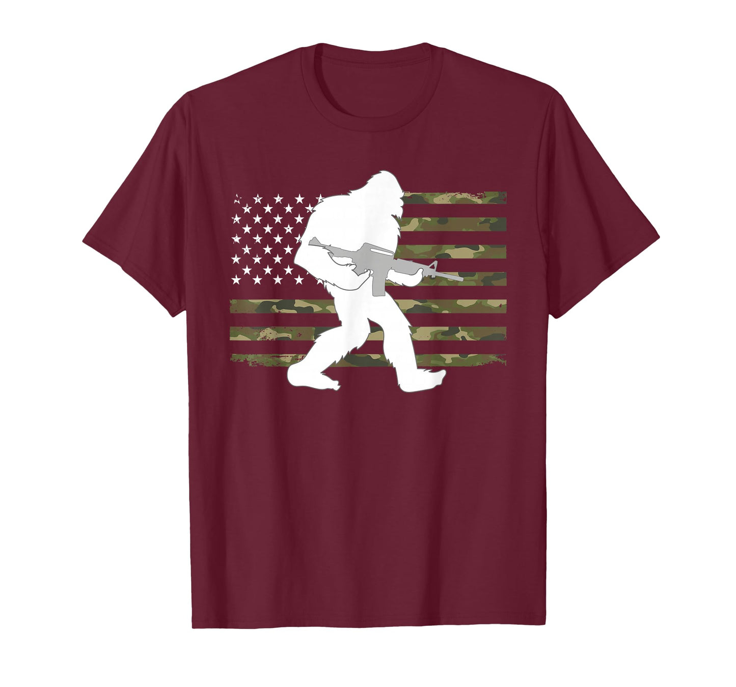 Bigfoot Gun Owner Camo US American Flag Sasquatch AR15 Rifle T-Shirt