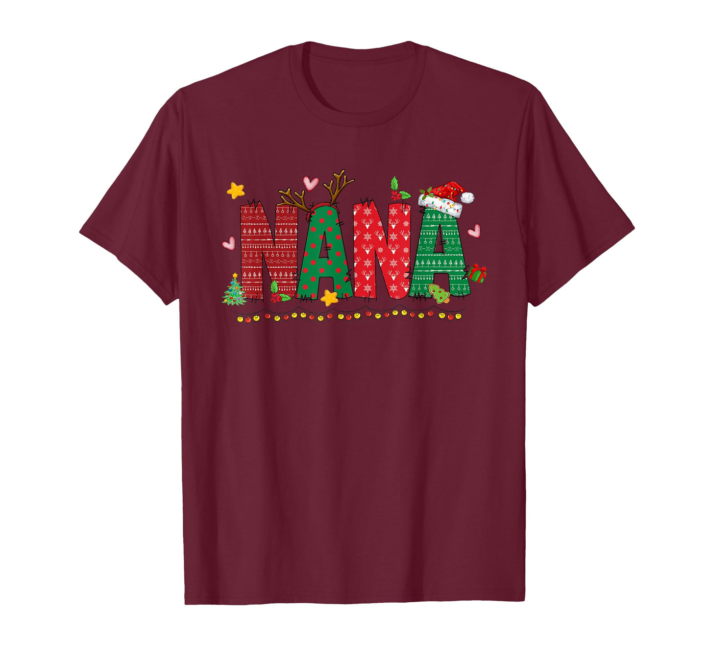 Nana Claus Christmas Lights Pajama Family Matching T-Shirt