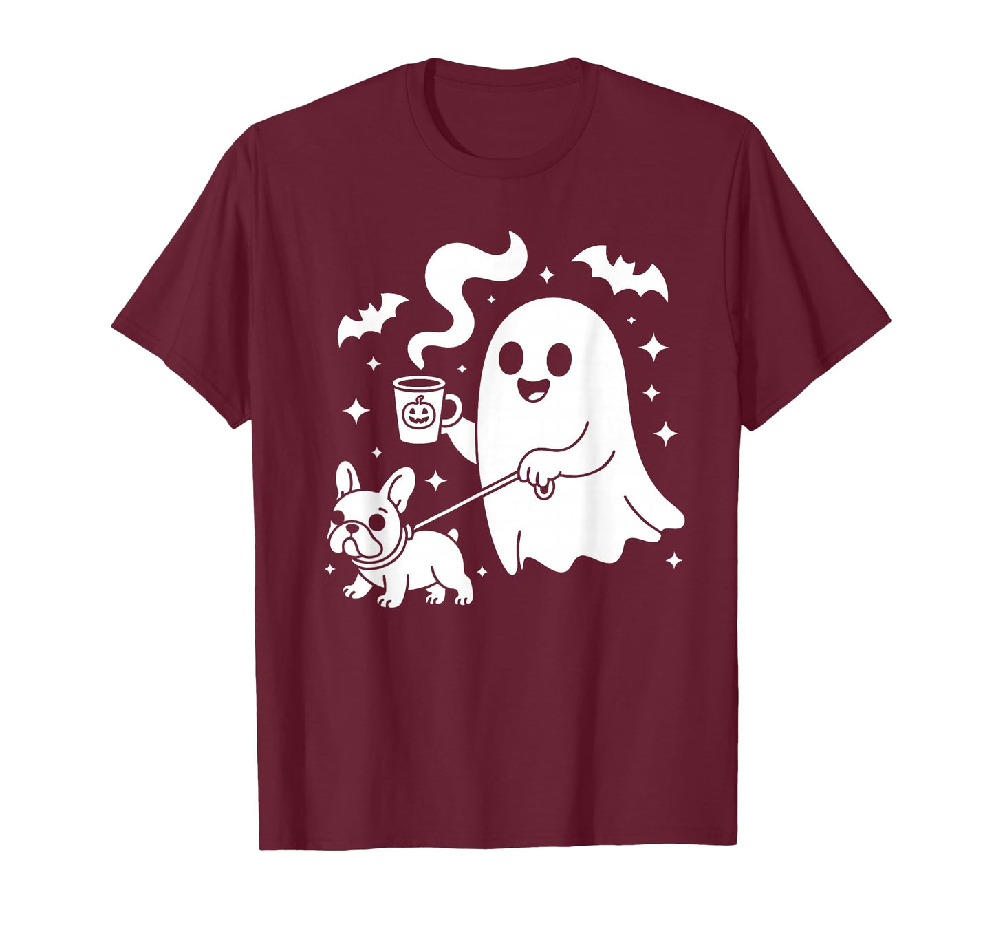 Ghost Walking Dog French Bulldog Coffee Halloween Costume T-Shirt
