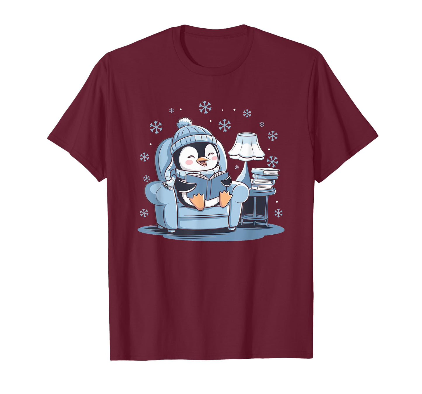 Penguin Reading Arctic Wildlife Animal Winter Snow Lover T-Shirt