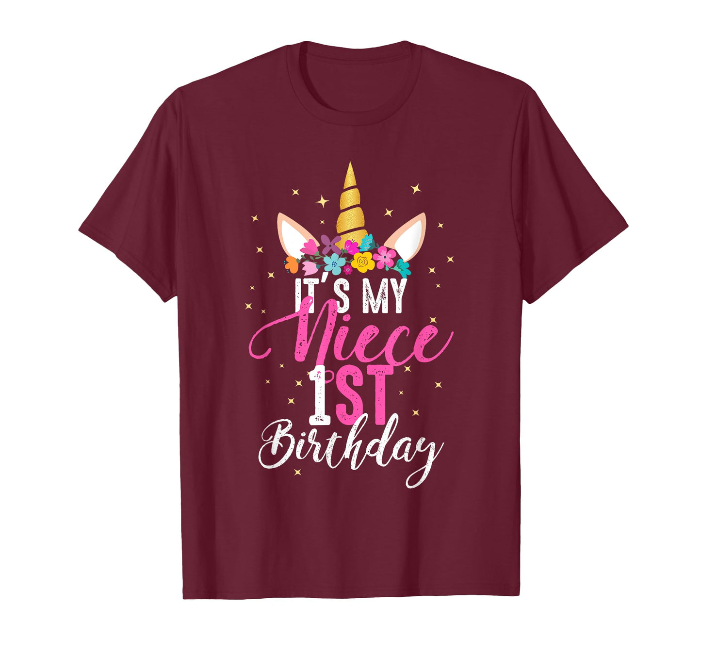 Its My Niece 1st Birthay Gift Girl Unicorn Birthday T-Shirt