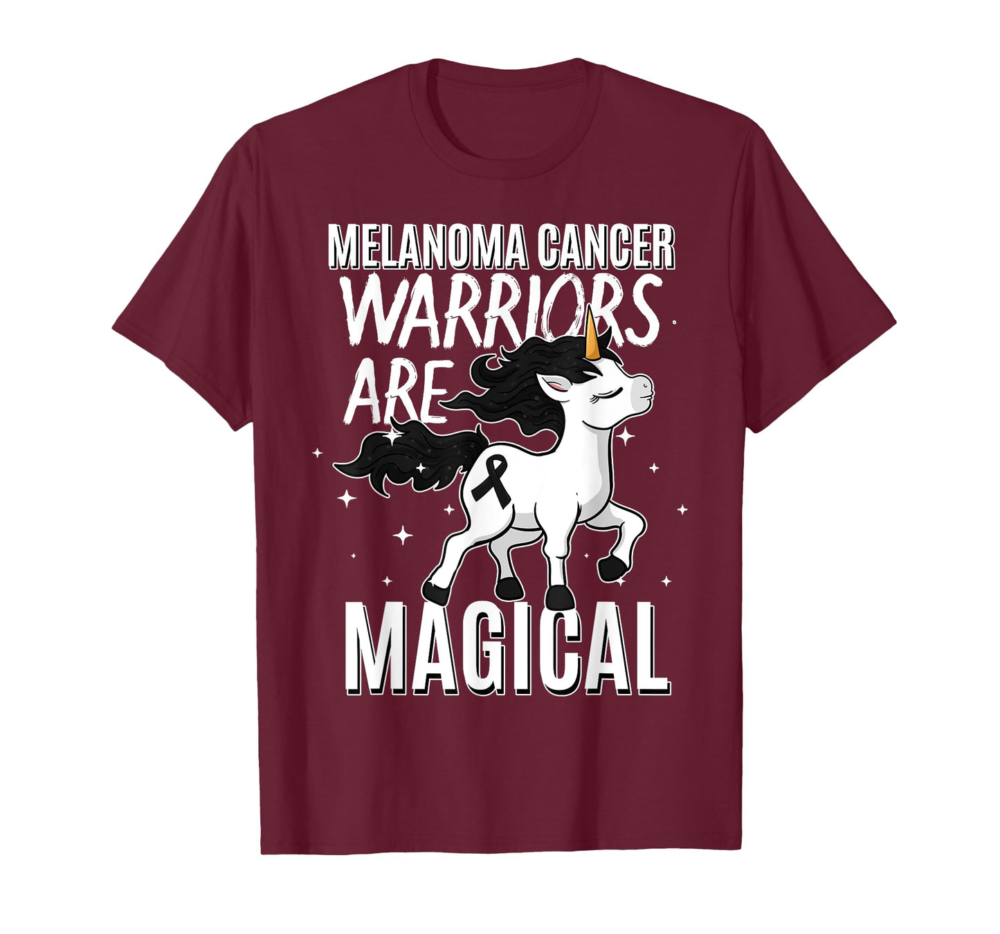 Melanoma Cancer Magical Unicorn Black Ribbon Dermatologist T-Shirt