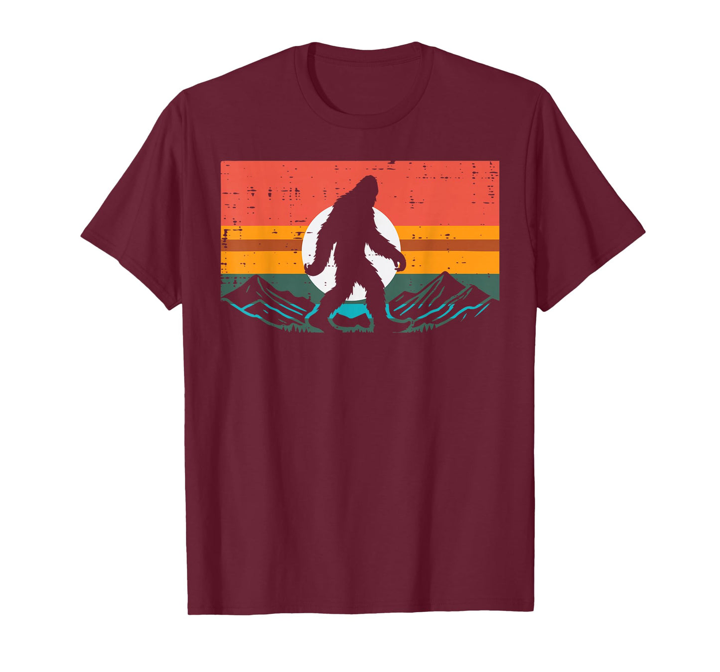 Bigfoot Sun Mountains Sunset Retro Sasquatch Men Women Kids T-Shirt