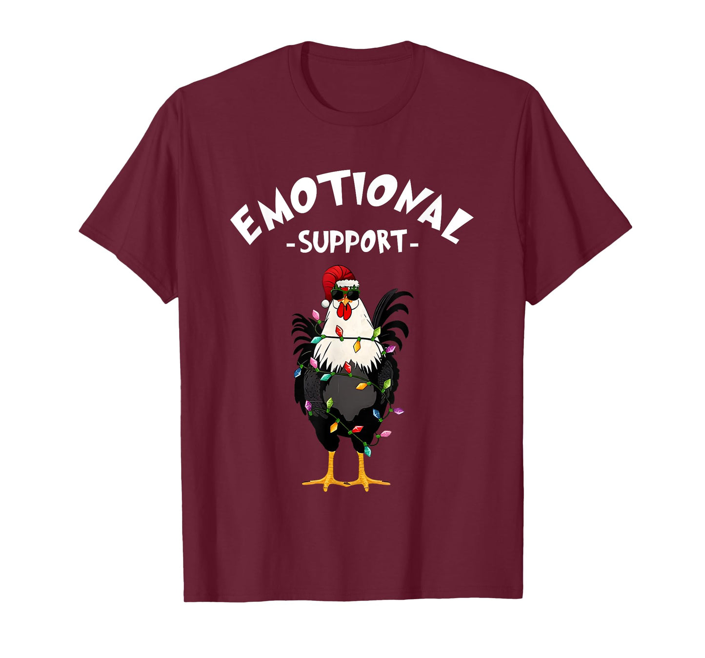 Chicken Emotional Support Cock Funny Christmas T-Shirt