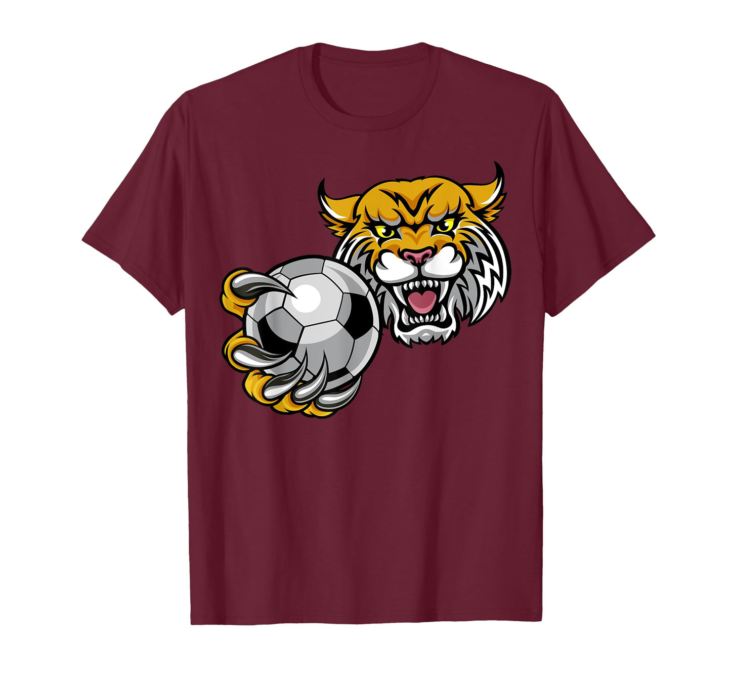 Wildcat Sports Team Mascot Holding Soccer Football Ball T-Shirt for Men Women Kids