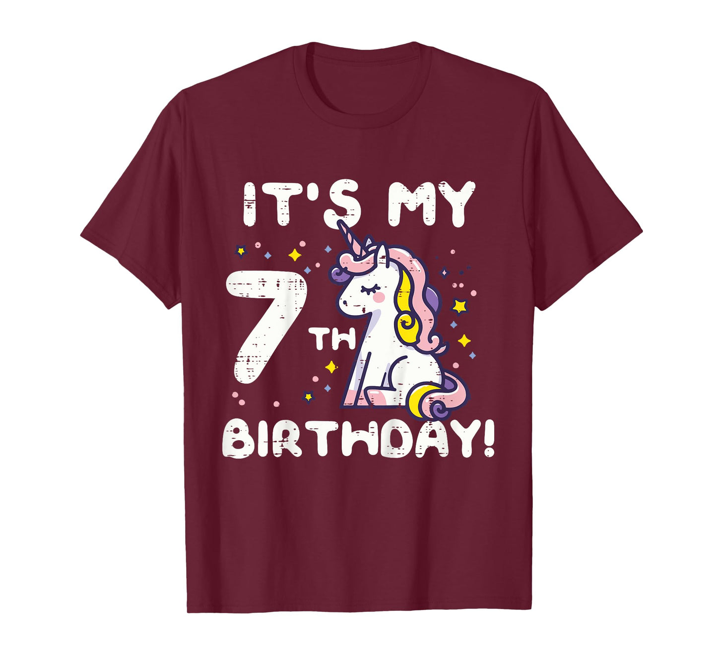 Its My 7th Birthday Unicorn Cute 7 Year Old Bday Girls Kids T-Shirt