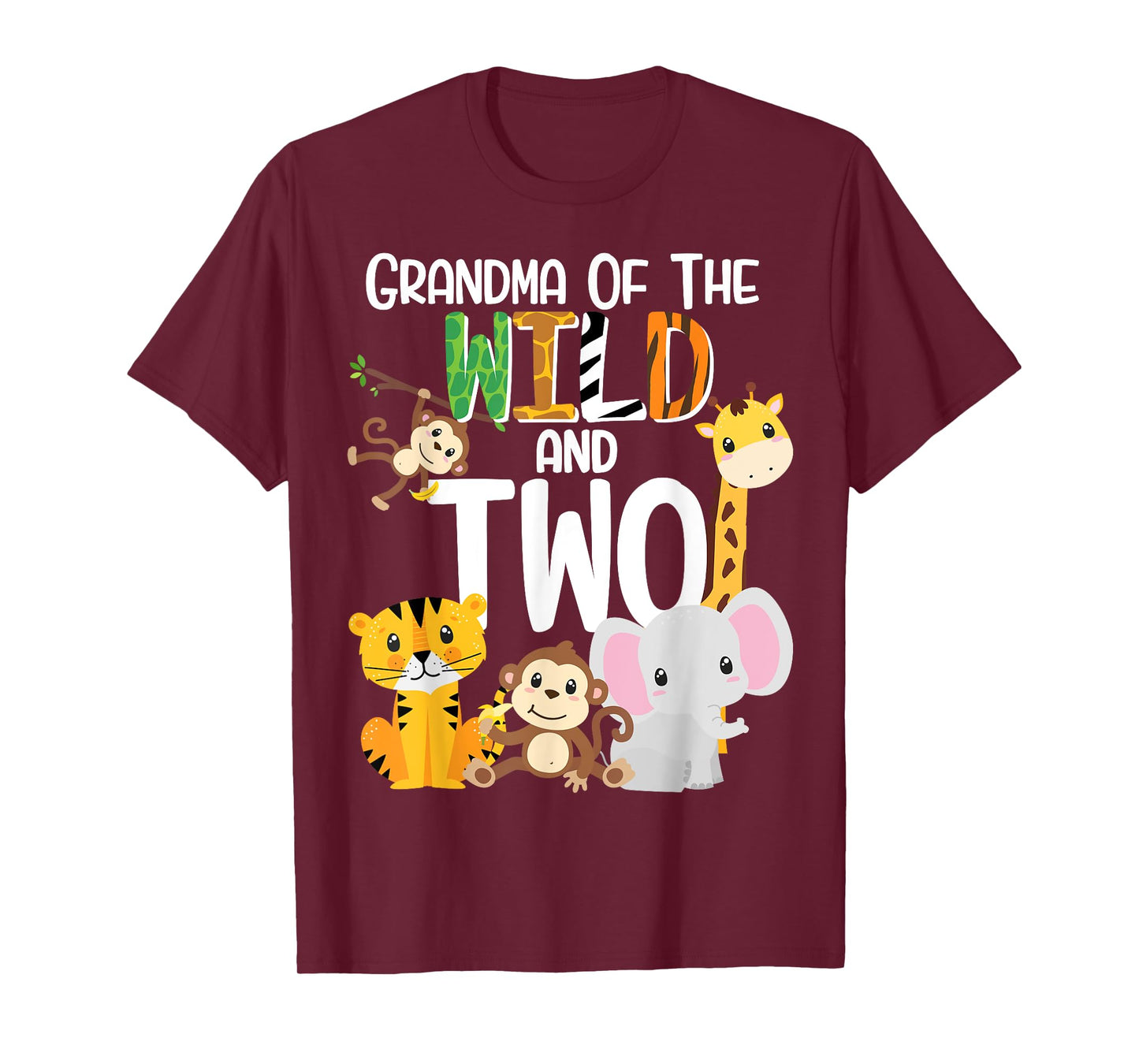 Grandma of the Wild and Two Zoo Theme Birthday Safari Jungle T-Shirt