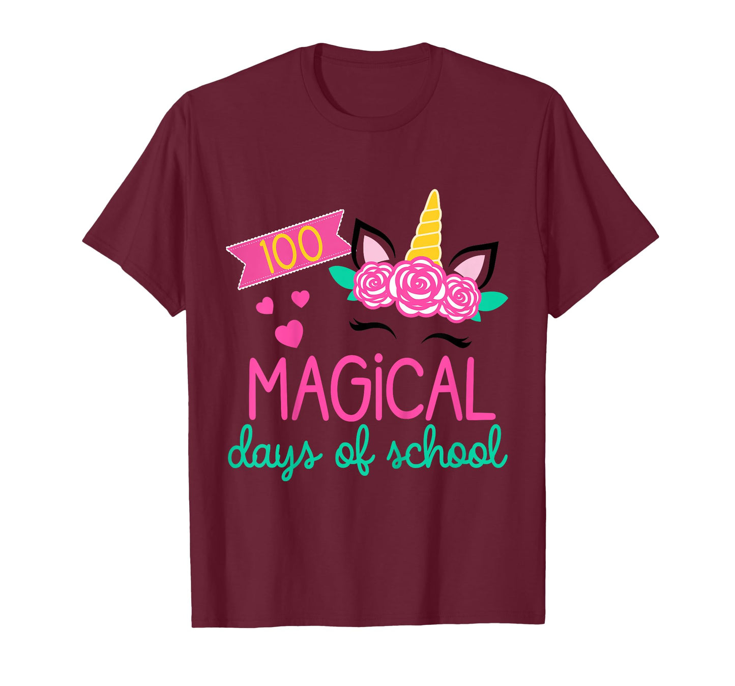 100 Days of School Girls Unicorn 100 Magical Days of School T-Shirt