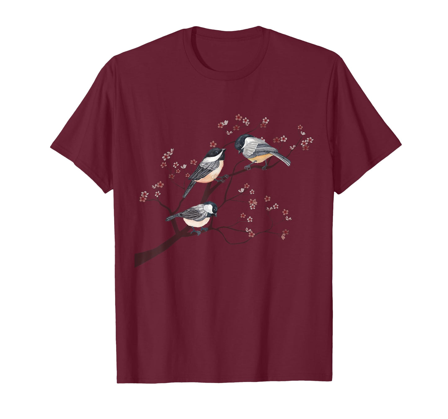 Bird Watching Nature Animal Vintage Blossom Chickadee T-Shirt