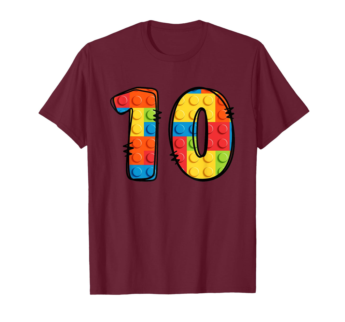 10 Year Old Blocks Building Master Builder 10th Birthday T-Shirt