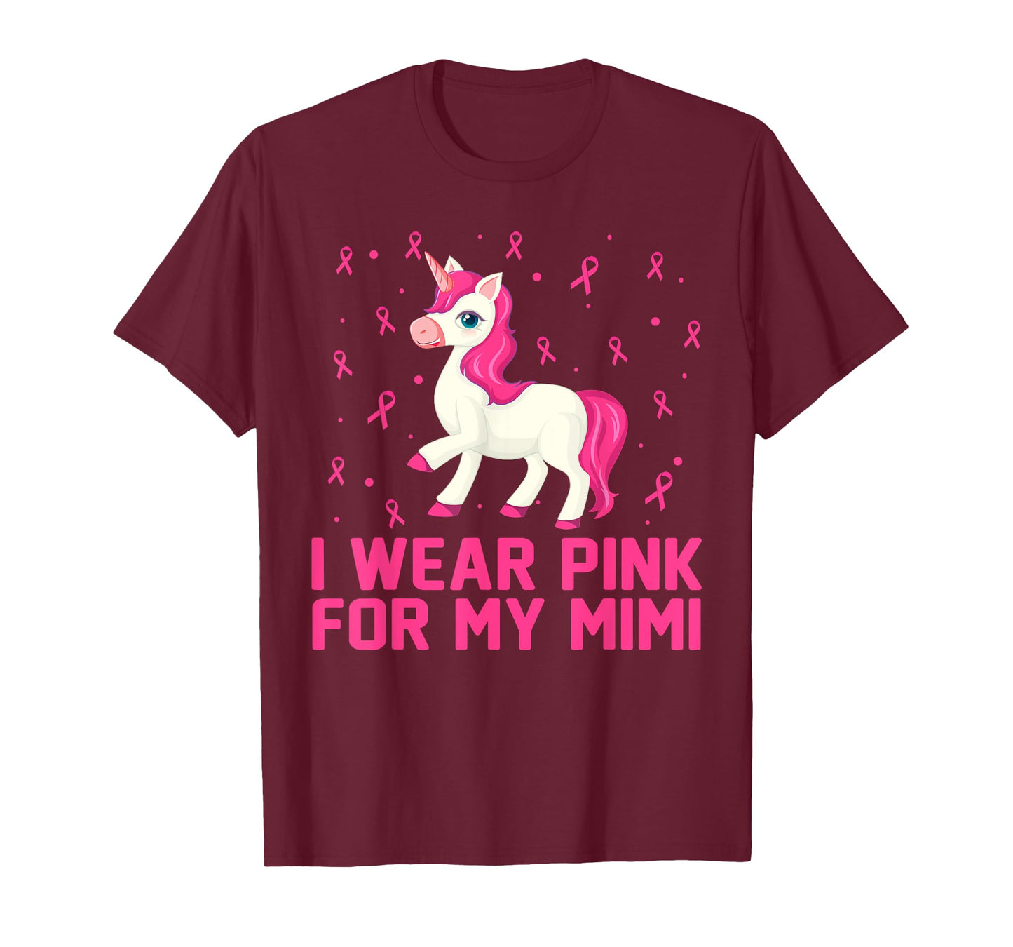 I Wear Pink For My Mimi Breast Cancer Awareness Day Unicorn T-Shirt