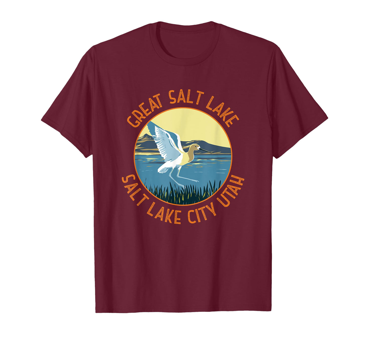 Great Salt Lake American Avocet Retro Distressed Circle T-Shirt