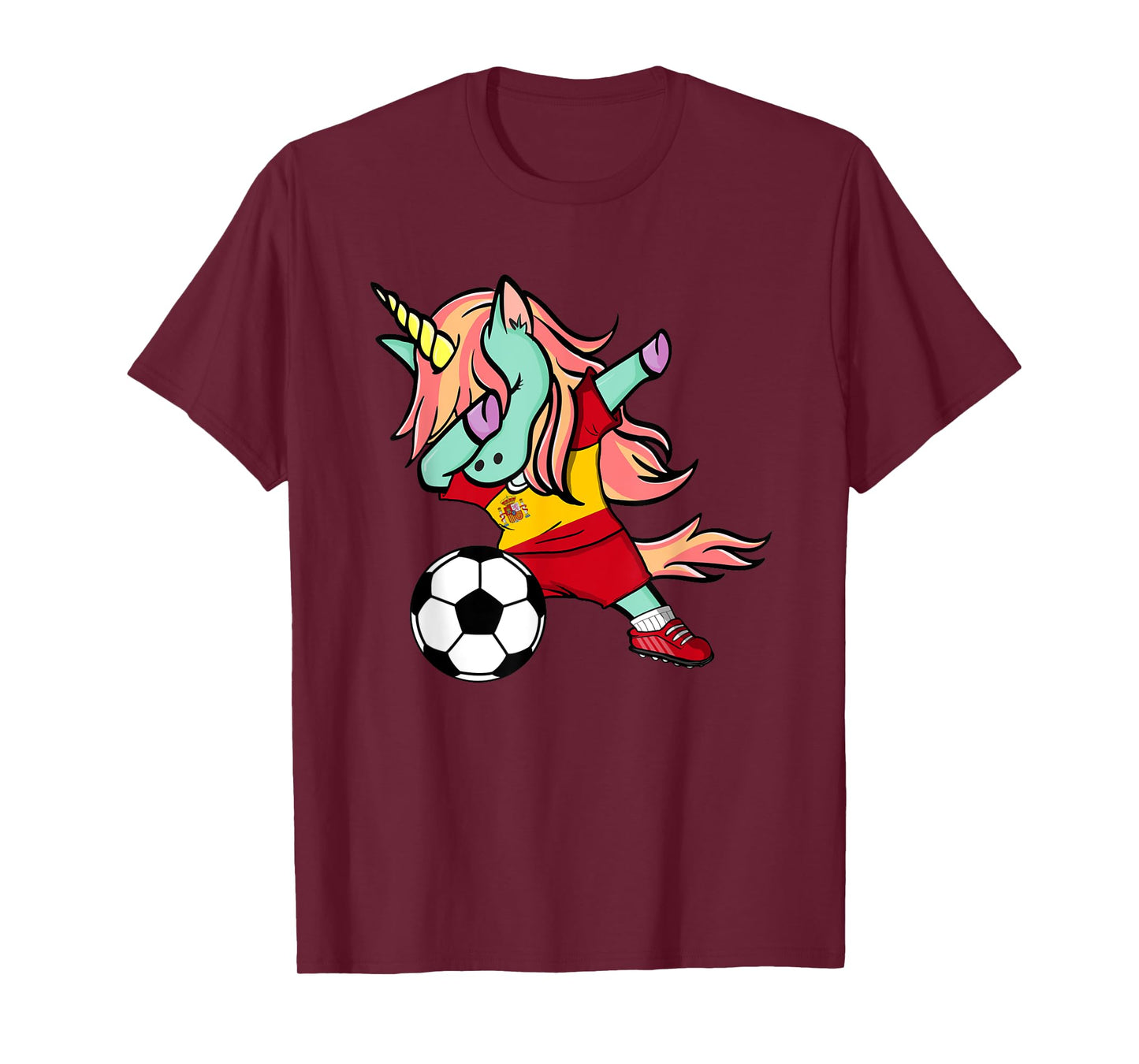 Dabbing Unicorn Soccer Spain Jersey Shirt Spanish Football T-Shirt