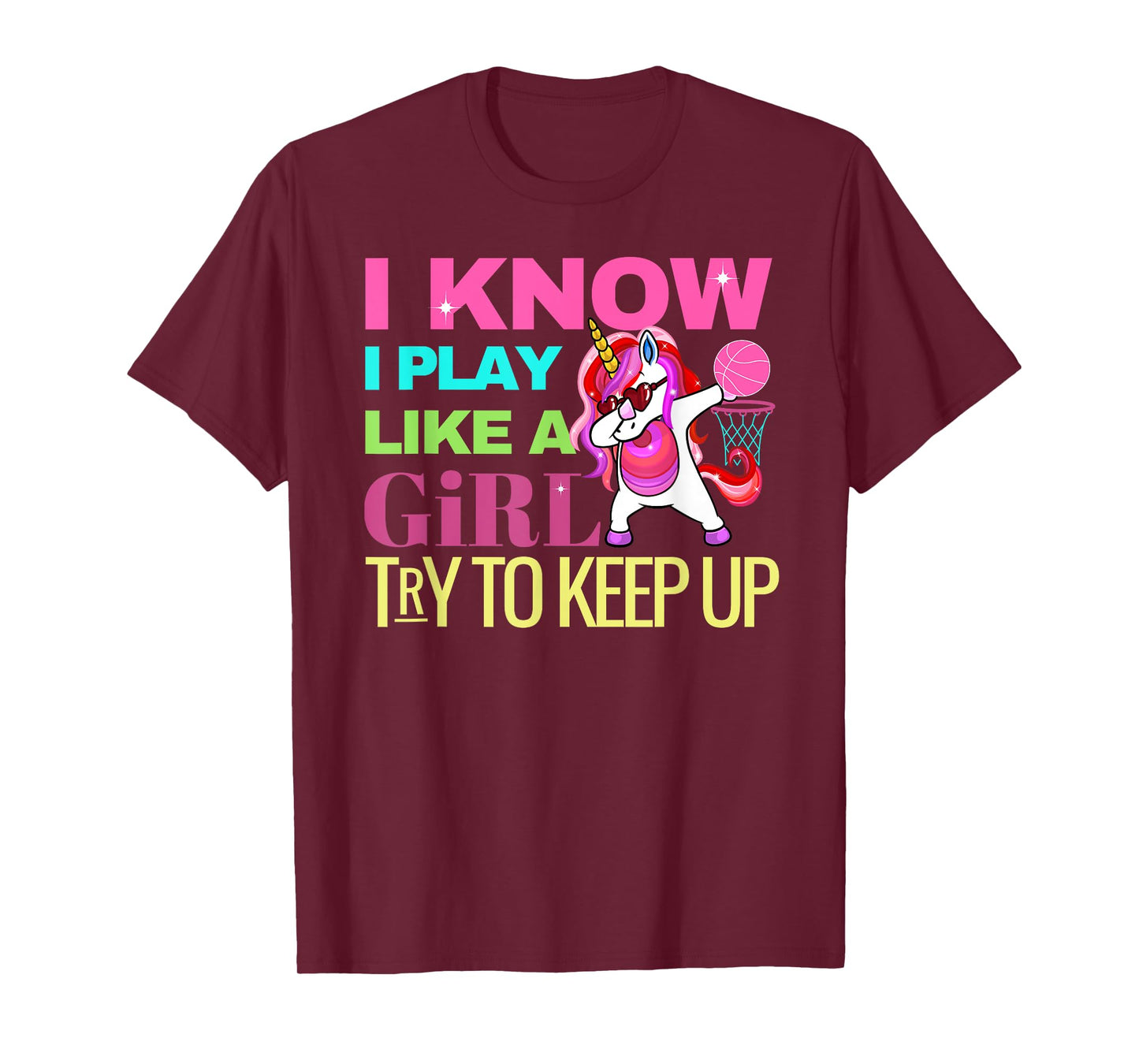 Envy Design Girls Basketball Tee's Dabbing Unicorn Gift Girls T-Shirt