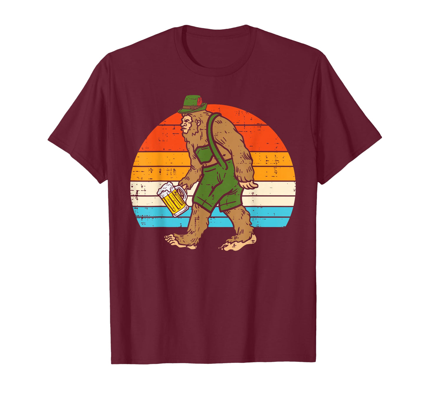 Bavarian Bigfoot Lederhosen Retro Sasquatch Oktoberfest Men T-Shirt