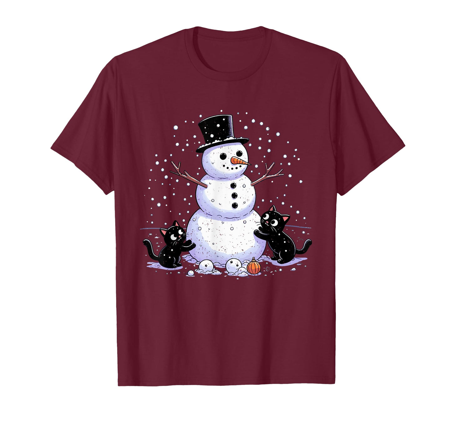 Snowman Cat Lover Christmas Kitten Lover Xmas Winter Holiday T-Shirt