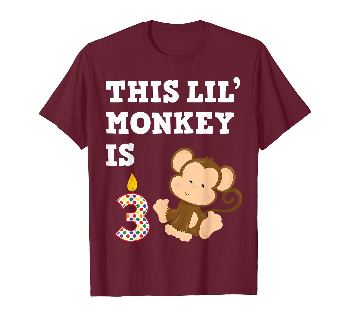 Cartoon Monkey Party Birthday 3 Year Old 3rd B-Day for Kids T-Shirt