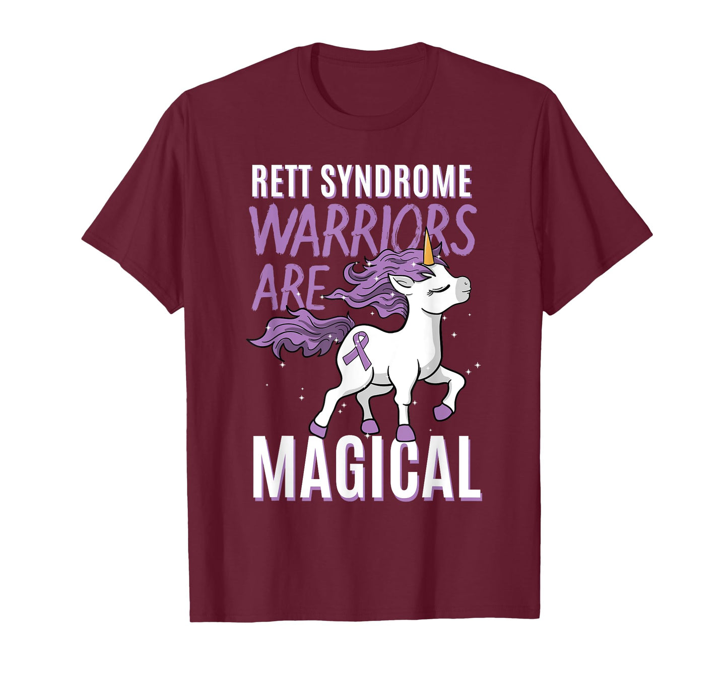 Rett Syndrome Awareness RTT Warrior Purple Ribbon Unicorn T-Shirt