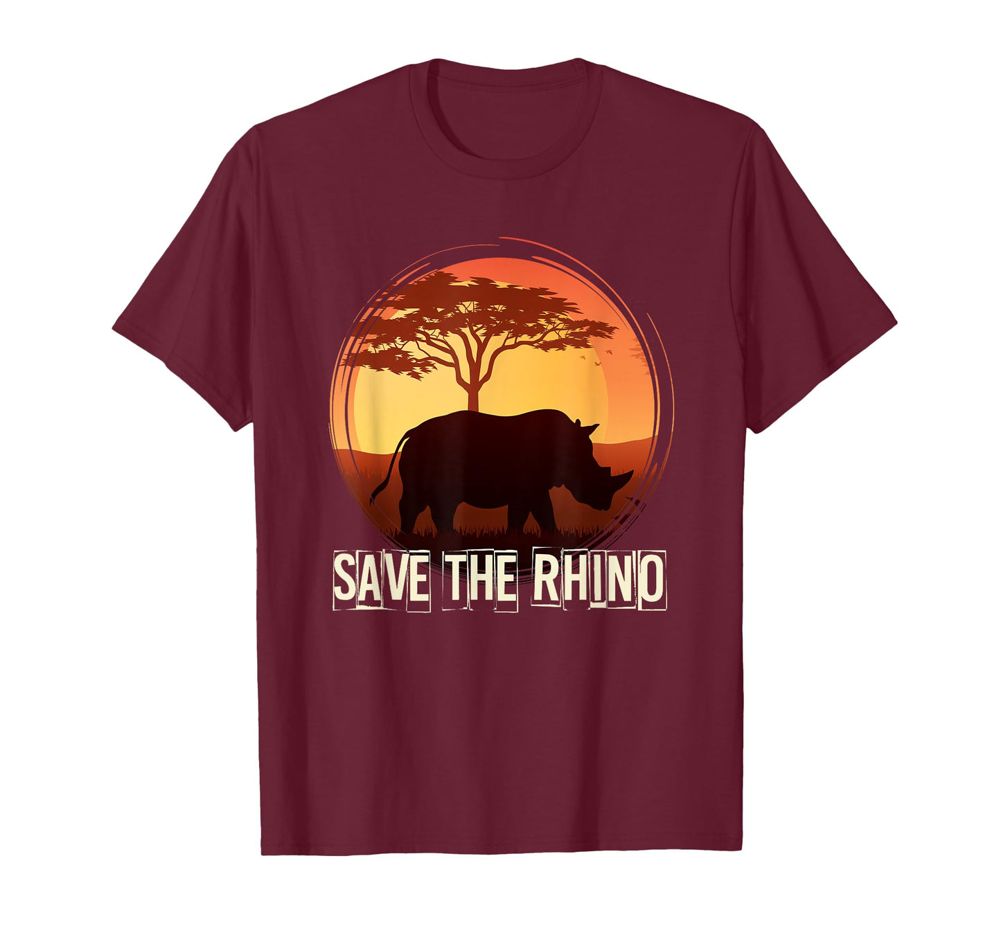Africa Zoo Keeper Rhinoceros Tees Unisex-Adults Black Animal Pattern T-Shirt Small