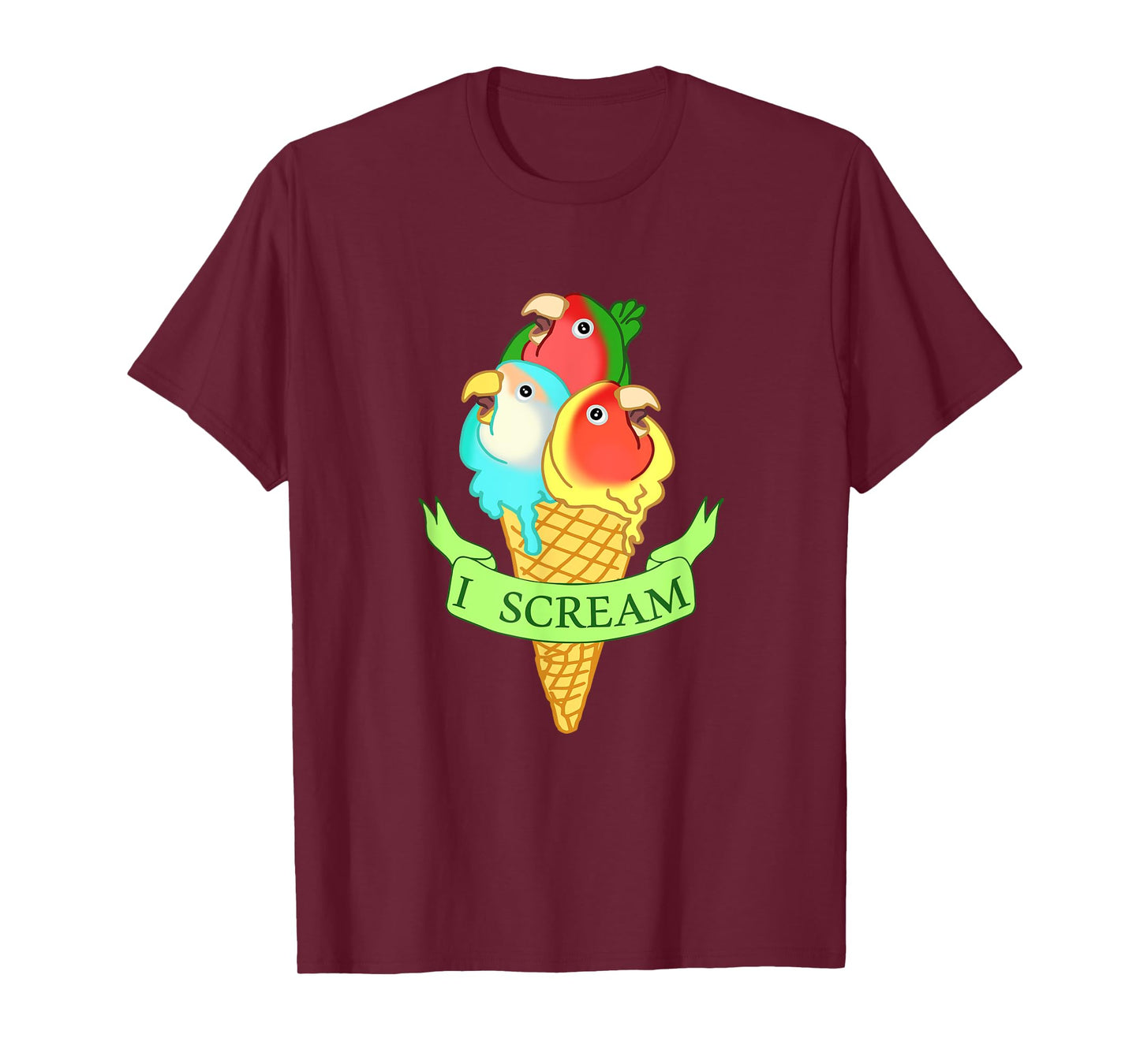 Cute Ice cream Lovebirds T-shirt, Funny I Scream Parrots T-Shirt