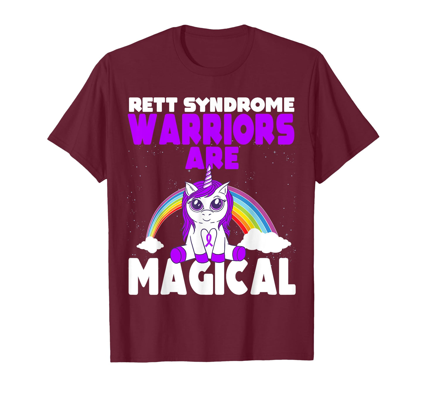 Rett Syndrome Awareness Purple Ribbon Cute Magical Unicorn T-Shirt