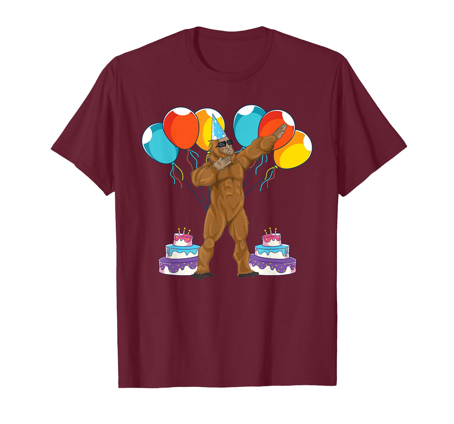 Birthday Party Celebration Cryptid Sasquatch Dabbing Bigfoot T-Shirt