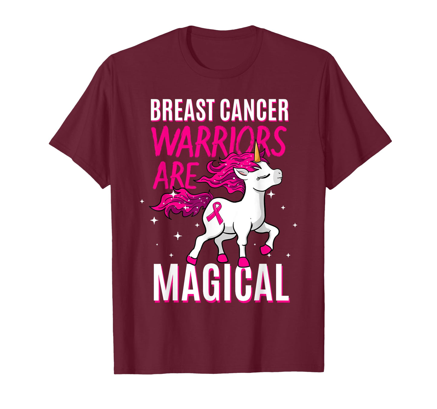 Breast Cancer Warrior Magical Unicorn Pink Ribbon Mammogram T-Shirt
