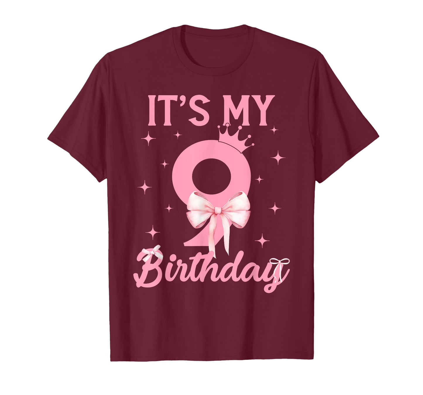 It's My 9th Birthday Girl Coquette Bow 9 Year Old Aesthetic T-Shirt
