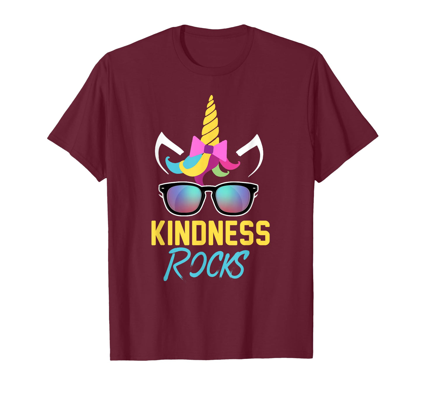 Kindness Rocks Anti Bullying Rainbow Unicorn Sunglasses Gift T-Shirt