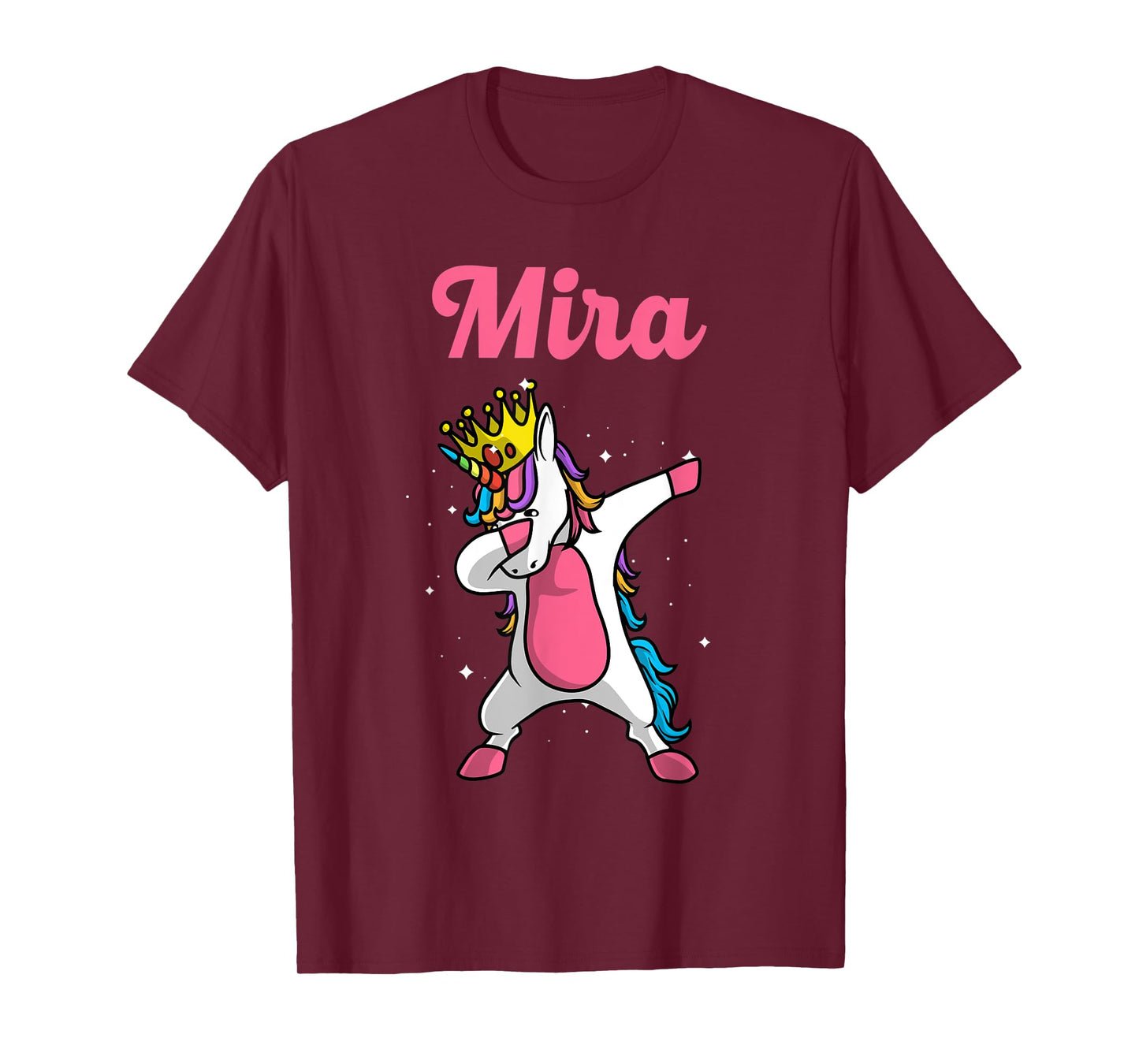 MIRA Name Personalized Birthday Dabbing Unicorn Queen T-Shirt