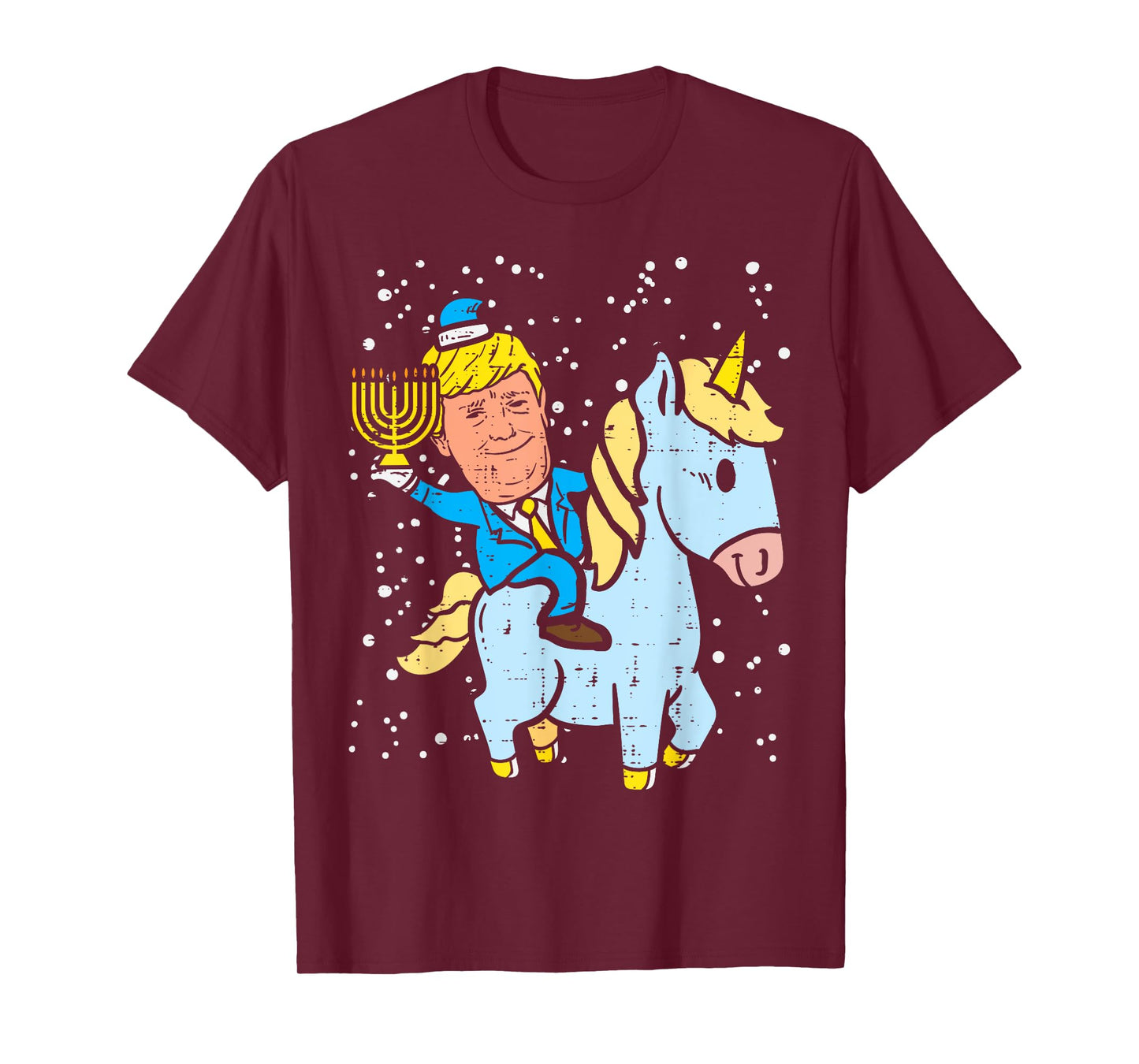 Trump Riding Unicorn Menorah Jewish Hanukkah Chanukah Gift T-Shirt