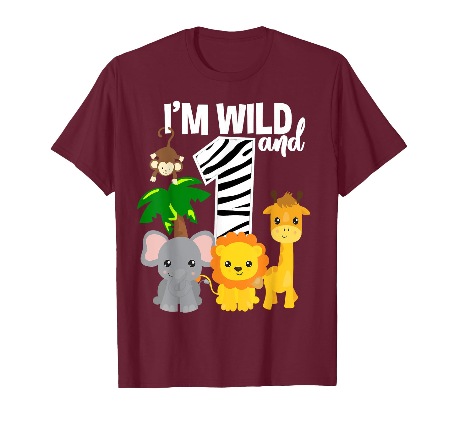 I'm Wild and 1 Zoo Theme Birthday Shirt Safari Jungle Animal T-Shirt