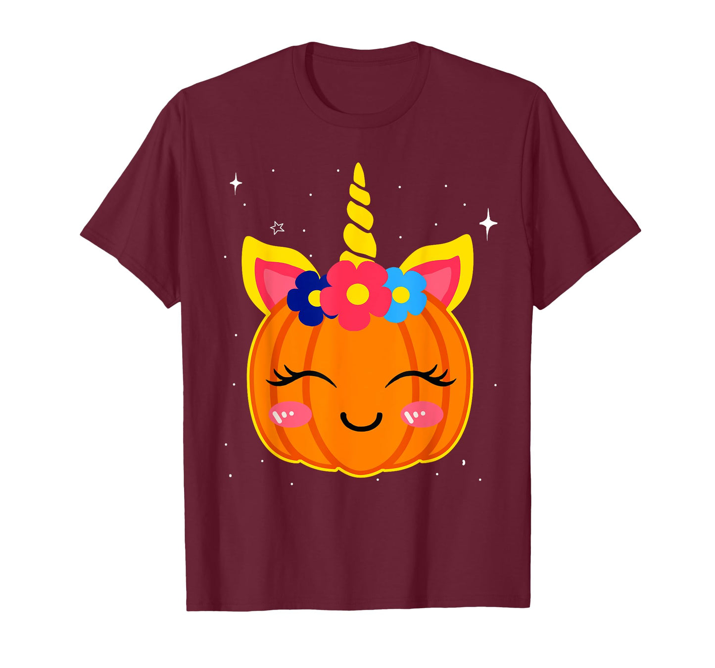 Girls Funny Halloween Costume Cute Unicorn Pumpkin Kids T-Shirt