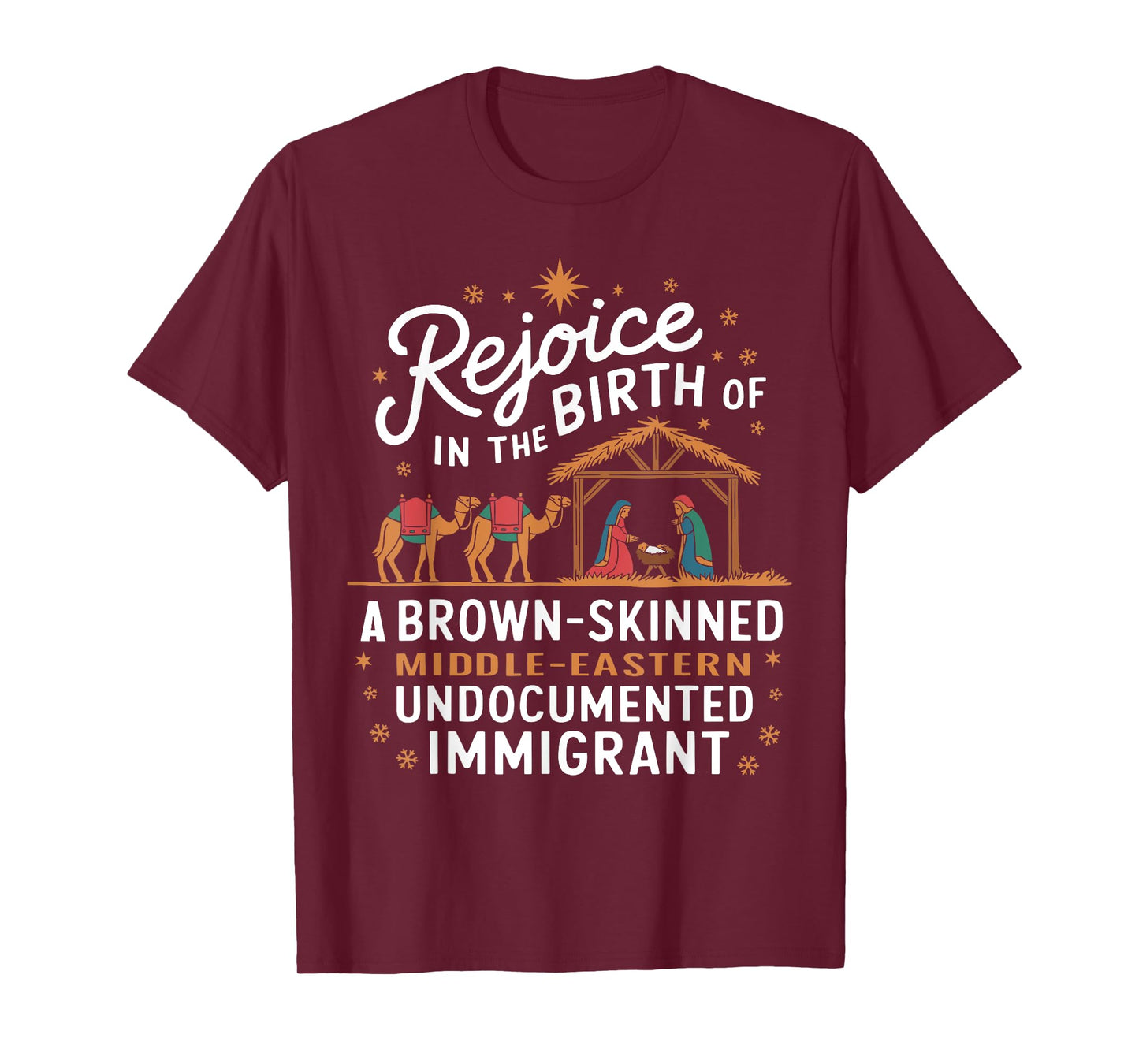 Rejoice In The Birth Of A Brown Skinned Christmas Christian T-Shirt