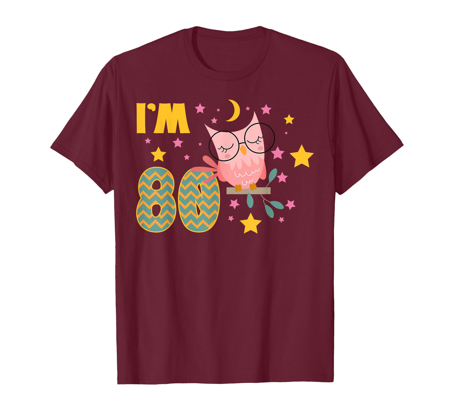 Owl 80th Birthday Nature Lover Birdwatcher Wildlife Party T-Shirt