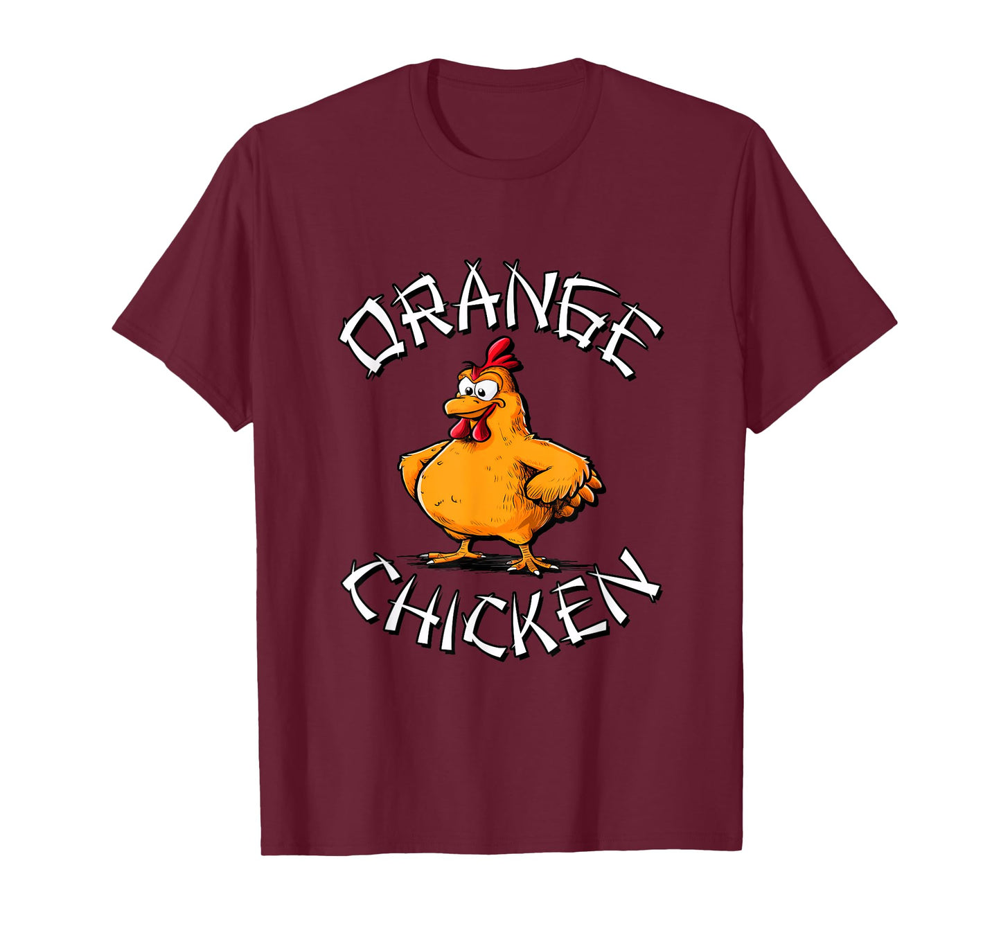 Redds Threads Orange Chicken Unisex-Adults T-Shirt Black Small Short Sleeve Classic Fit 100% Polyester Fun Cartoon Mandarin Collar Modern Unique Graphic Design