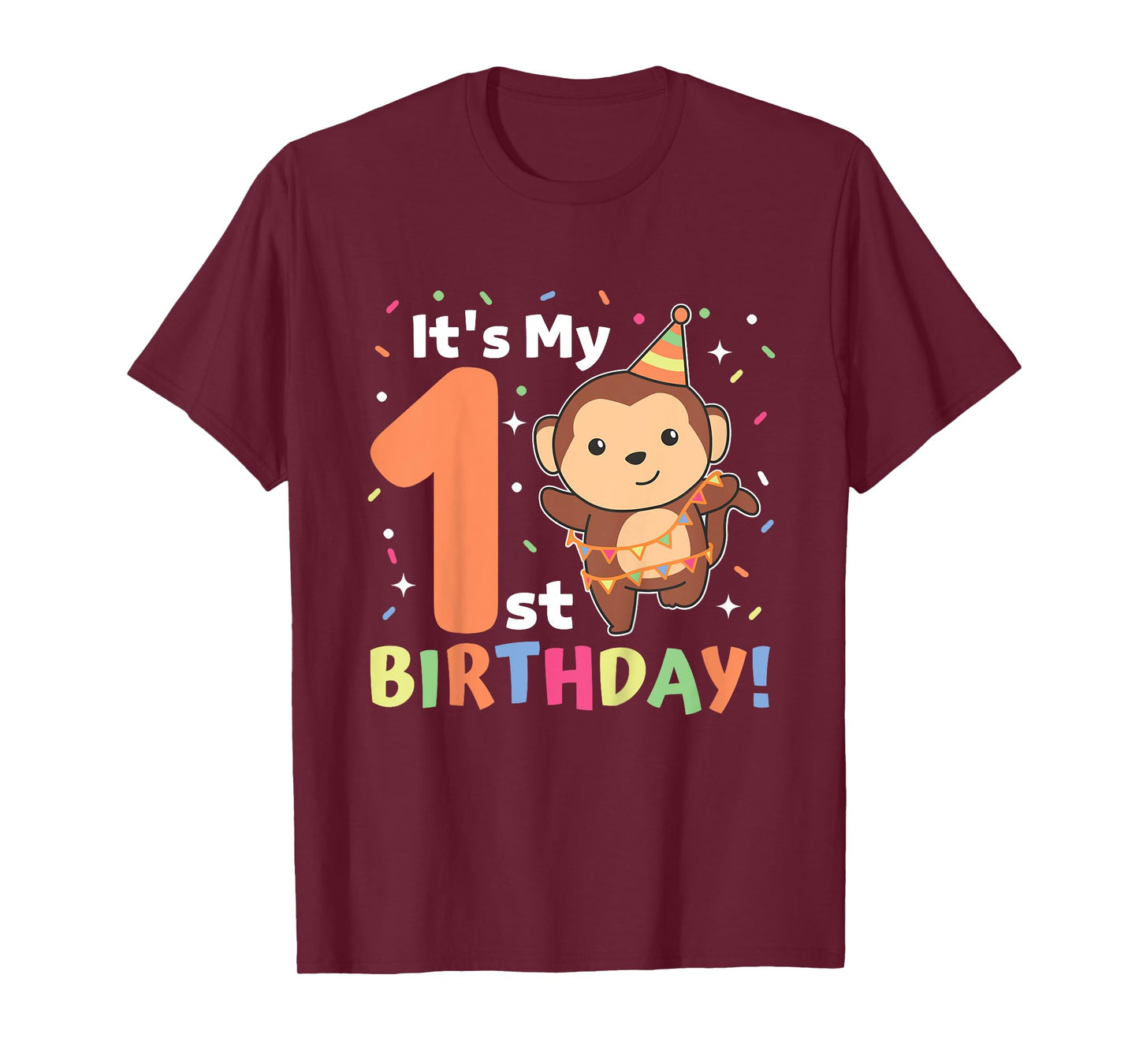 Monkey 1st Birthday For Kids One Year Old Monkey T-Shirt