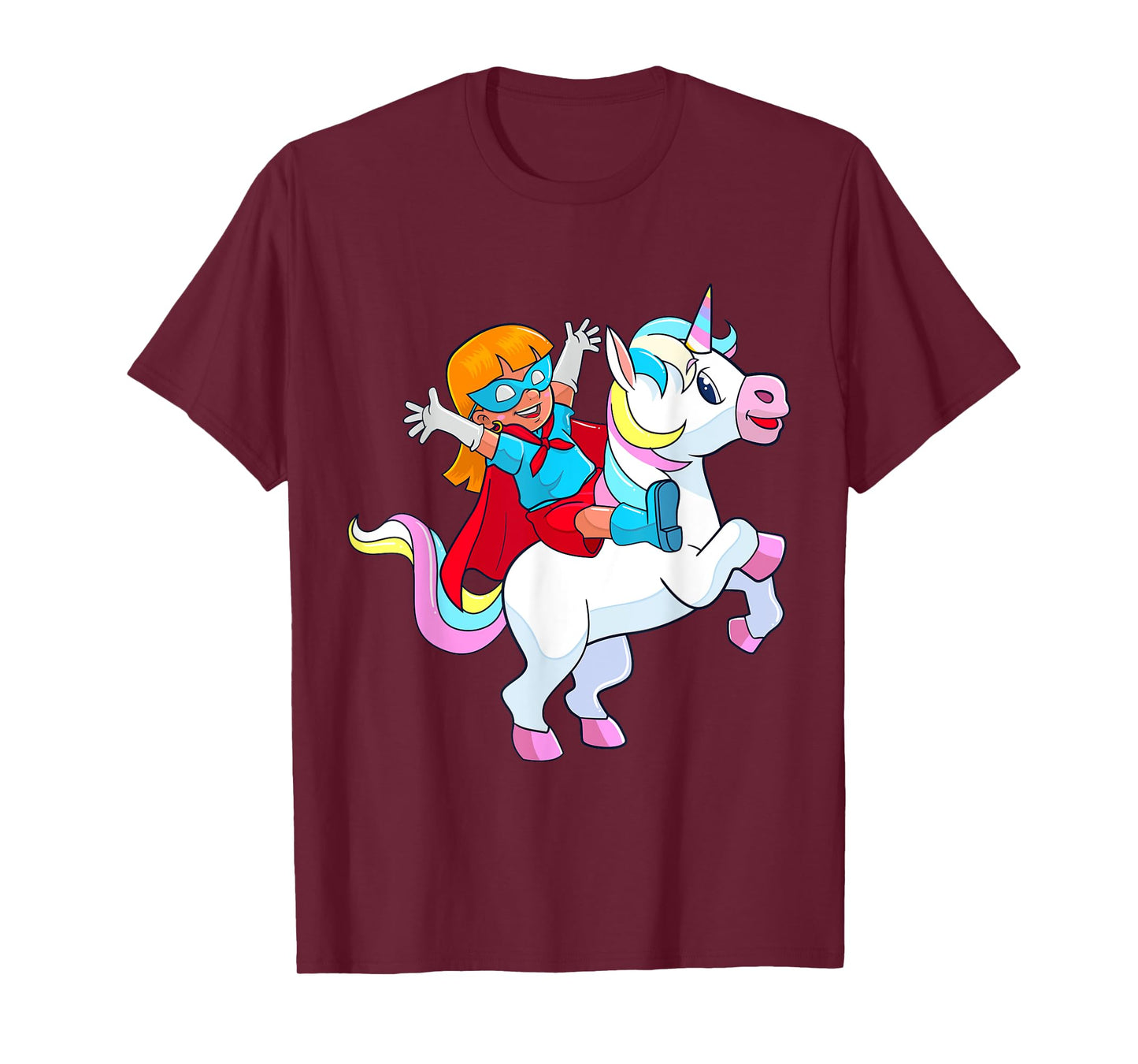 Superhero Birthday Girl Riding Unicorn Funny Kids Toddlers T-Shirt