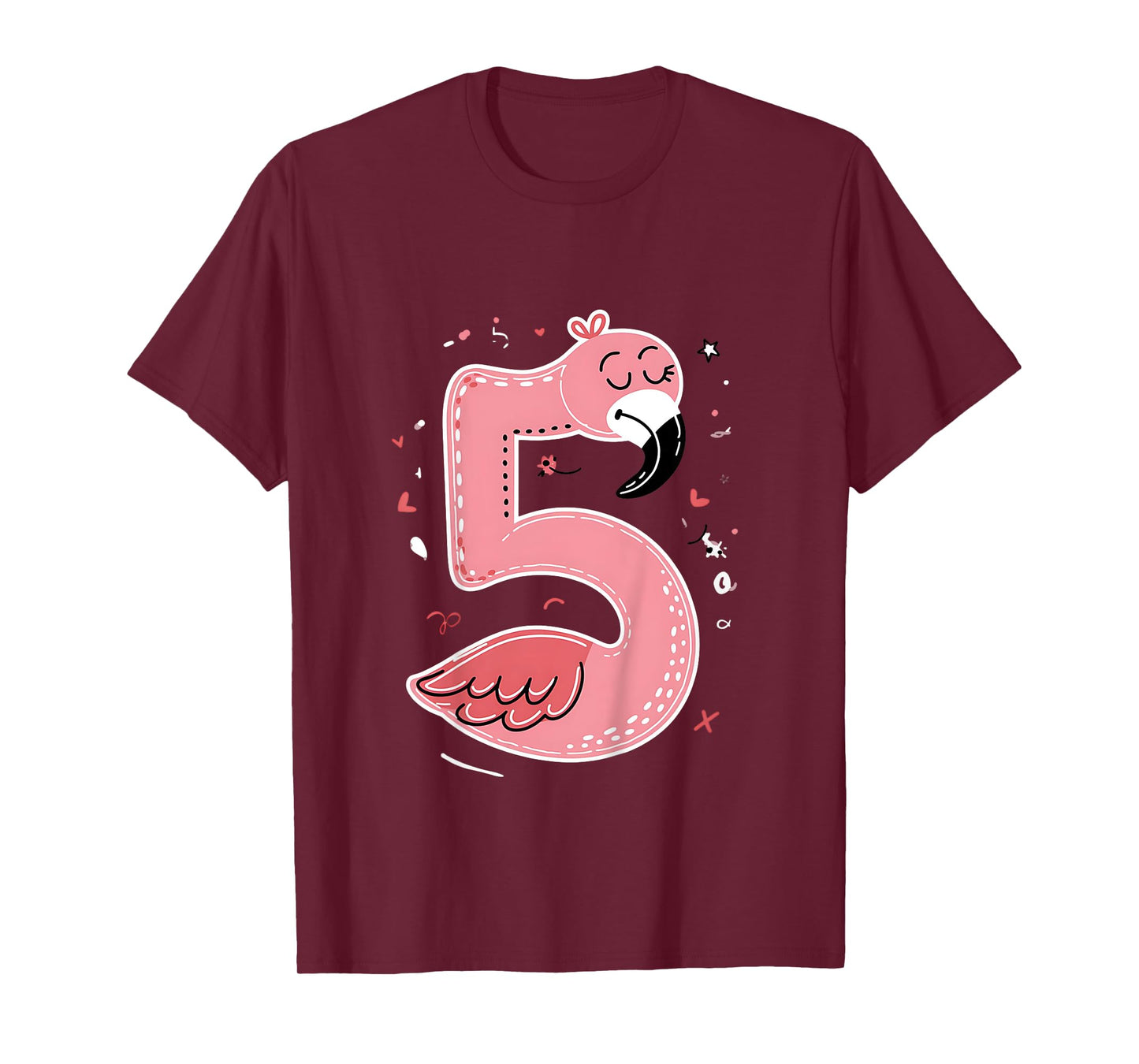 Celebrate 5 Years Old Party For Flamingo Birthday Girl T-Shirt