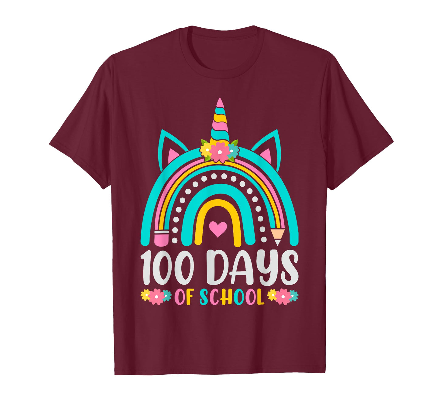 100 Days Smarter Rainbow Unicorn Girls 100th Day of School T-Shirt