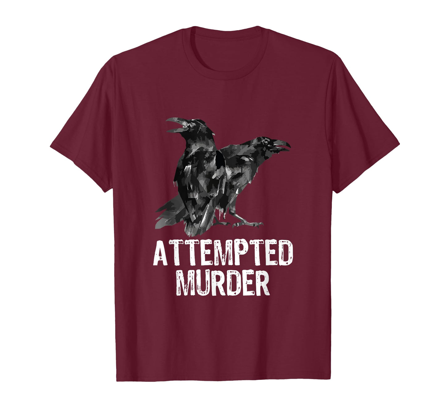 Attempted Murder Crows & Ravens Funny Crow Shirt - Black T-Shirt - Men's Small - Classic Fit - Cotton Blend - Literary-Themed - Crew Neck - Short Sleeve
