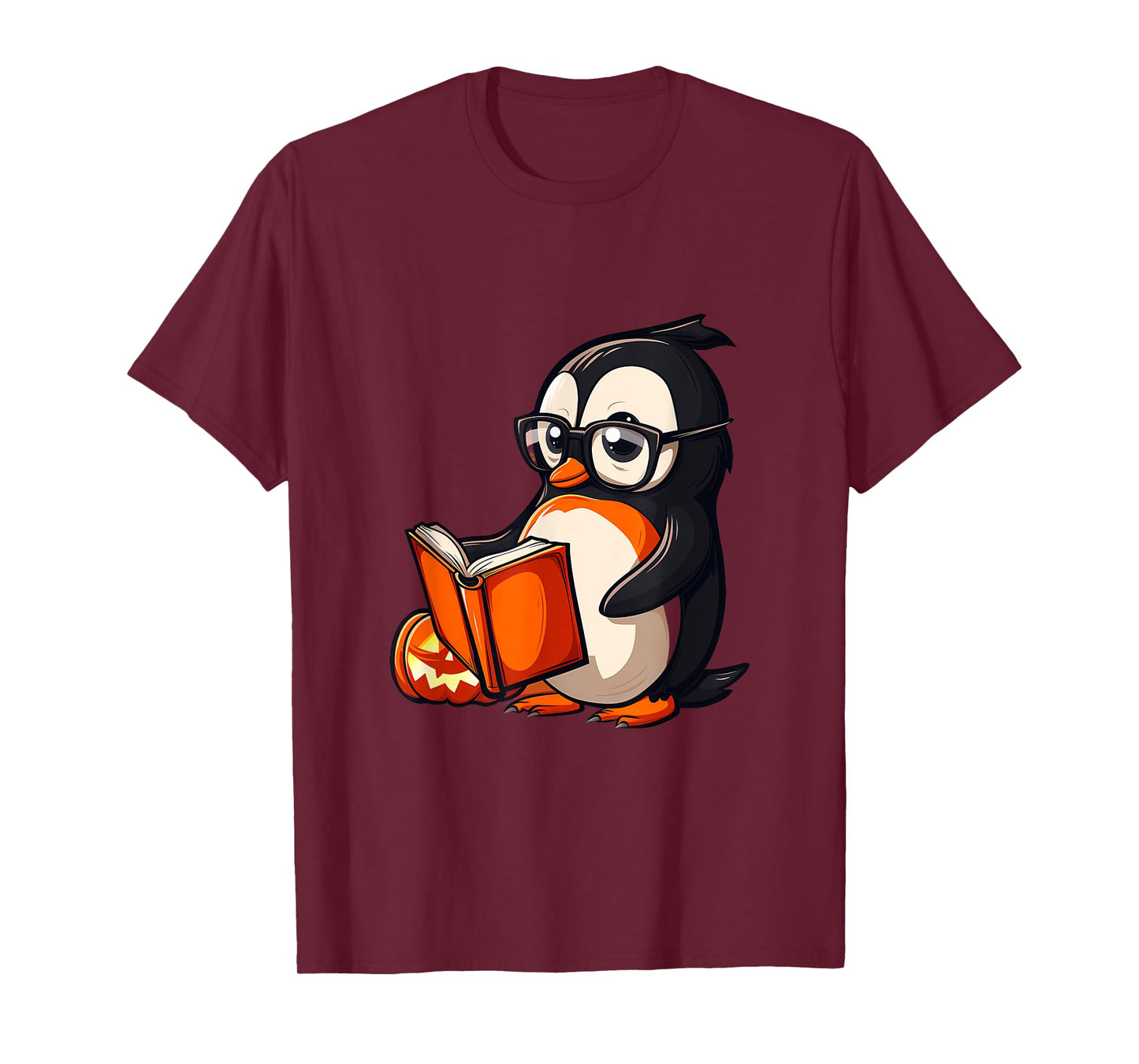 Penguin Halloween Costume Reading Pumpkin Witchcraft T-Shirt