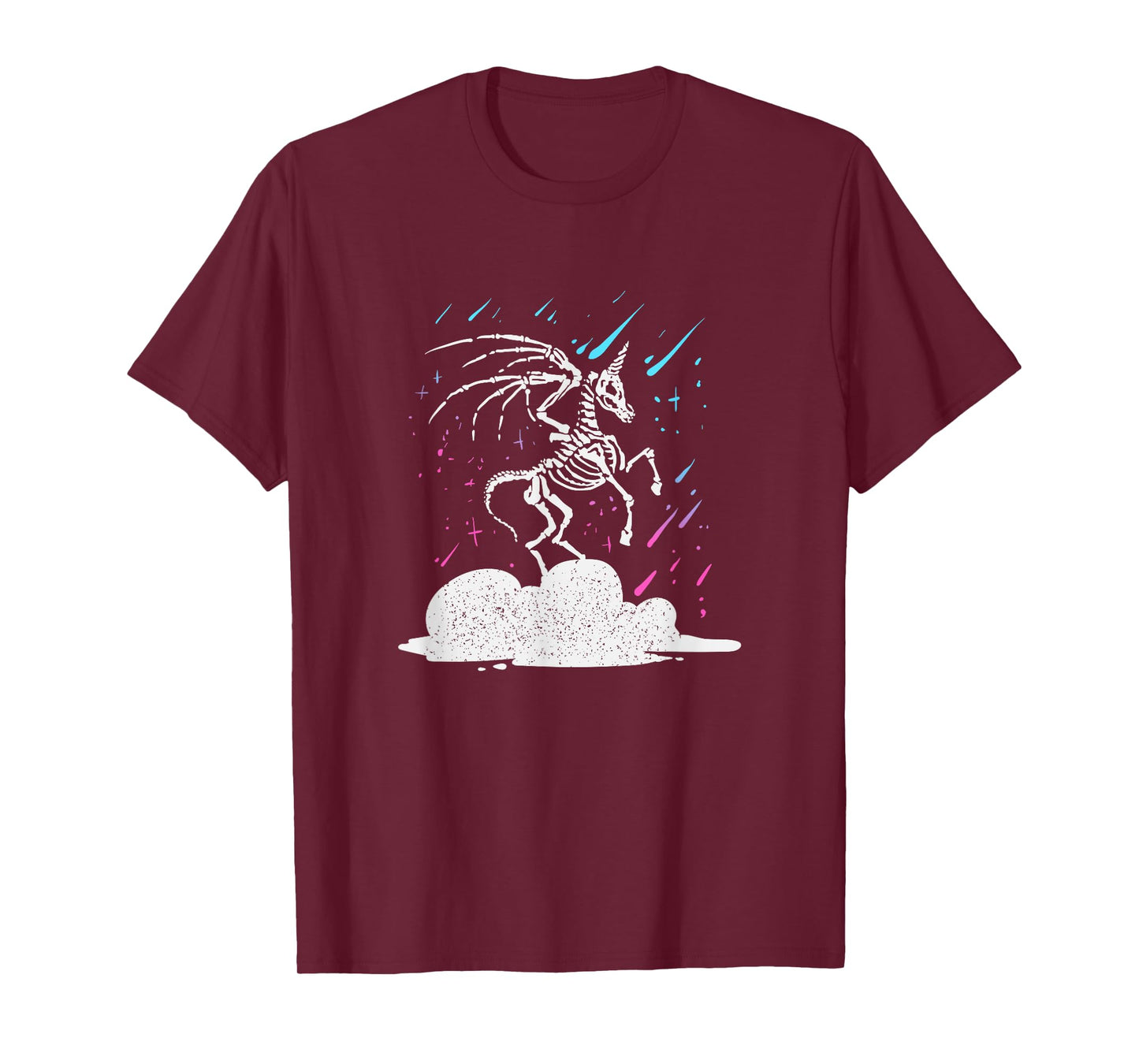 Dead Unicorn Skeleton Rainbow Artwork T-Shirt