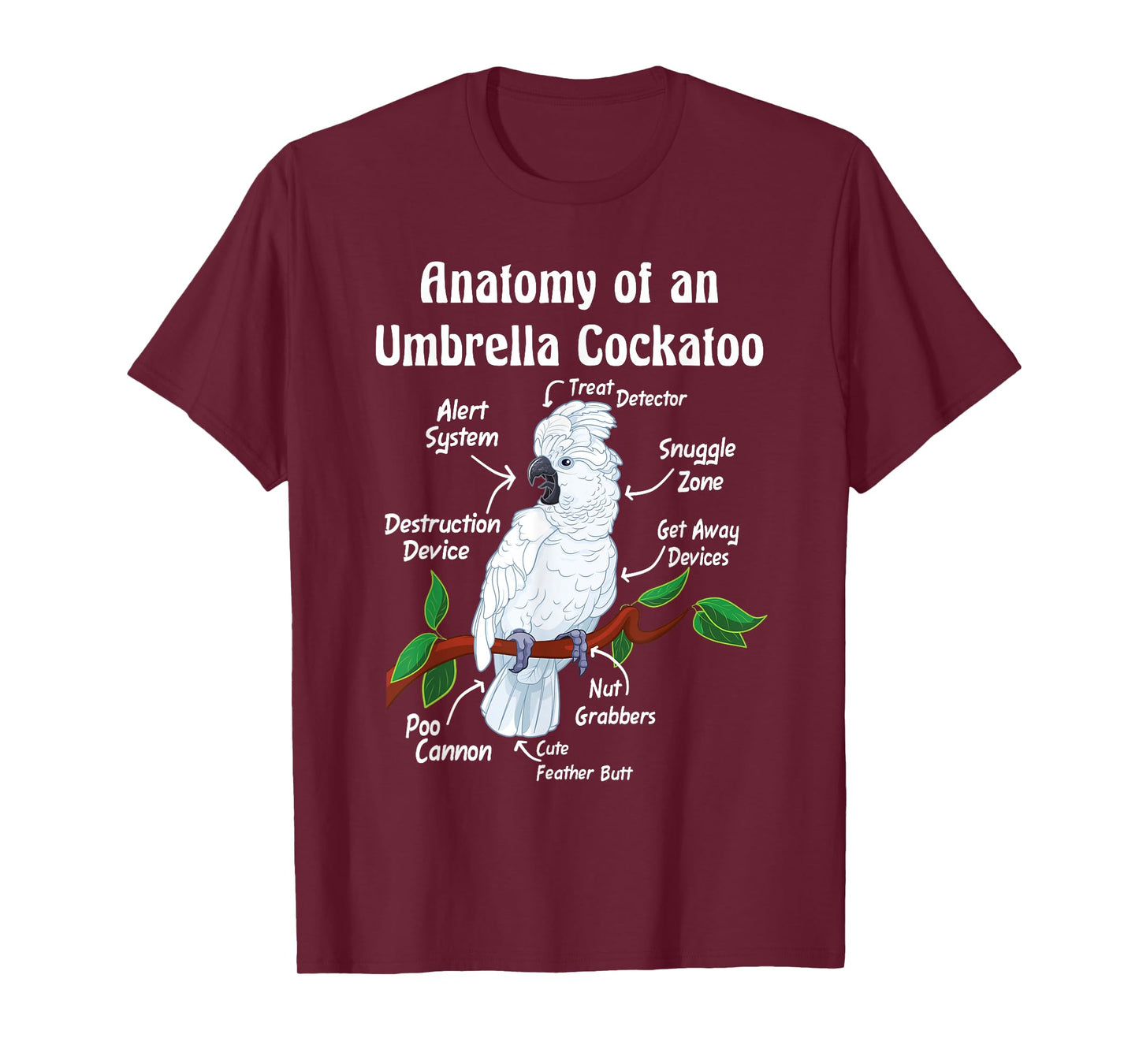 Parrot Anatomy Designs Anatomy of an Umbrella Cockatoo Unisex-Adults, Kids T-Shirt